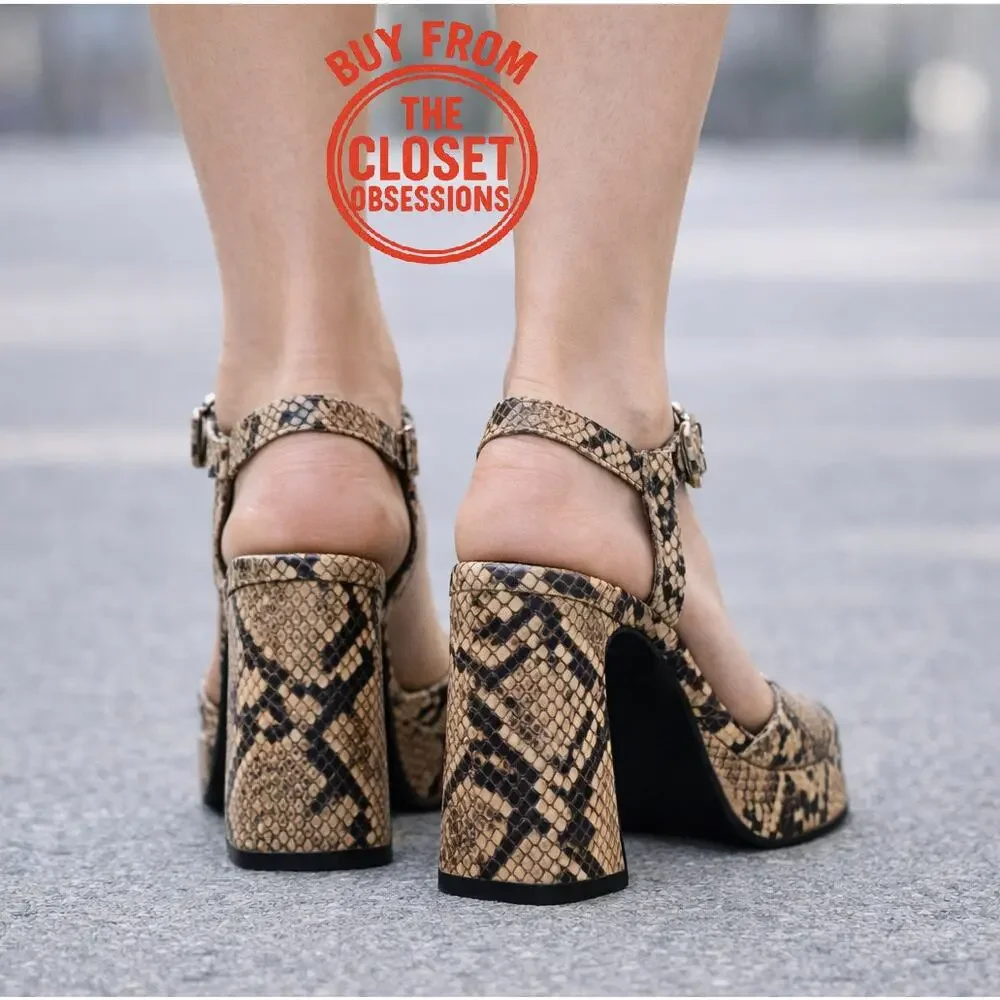 RARE!!! ZARA Animal Embossed Platform Sandals NWT